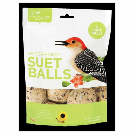 PACIFIC BIRD & SUPPLY CO SUET BALL NO MELT WOODPECKER, 6PK PB-0096